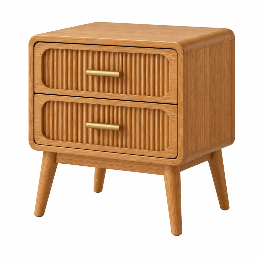 Comodino 50 x 40 x 60 cm in legno marrone con 2 cassetti - stile retrò