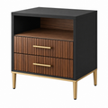 Comodino 50 x 40 x 65 cm in legno marrone e nero con 2 cassetti stile moderno