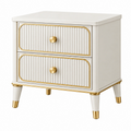 Comodino 50 x 40 x 55 cm in legno bianco e oro con 2 cassetti stile moderno