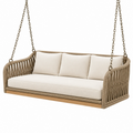 Dondolo sospeso da giardino 180 x 75 x 70 cm in corda beige e legno stile boho