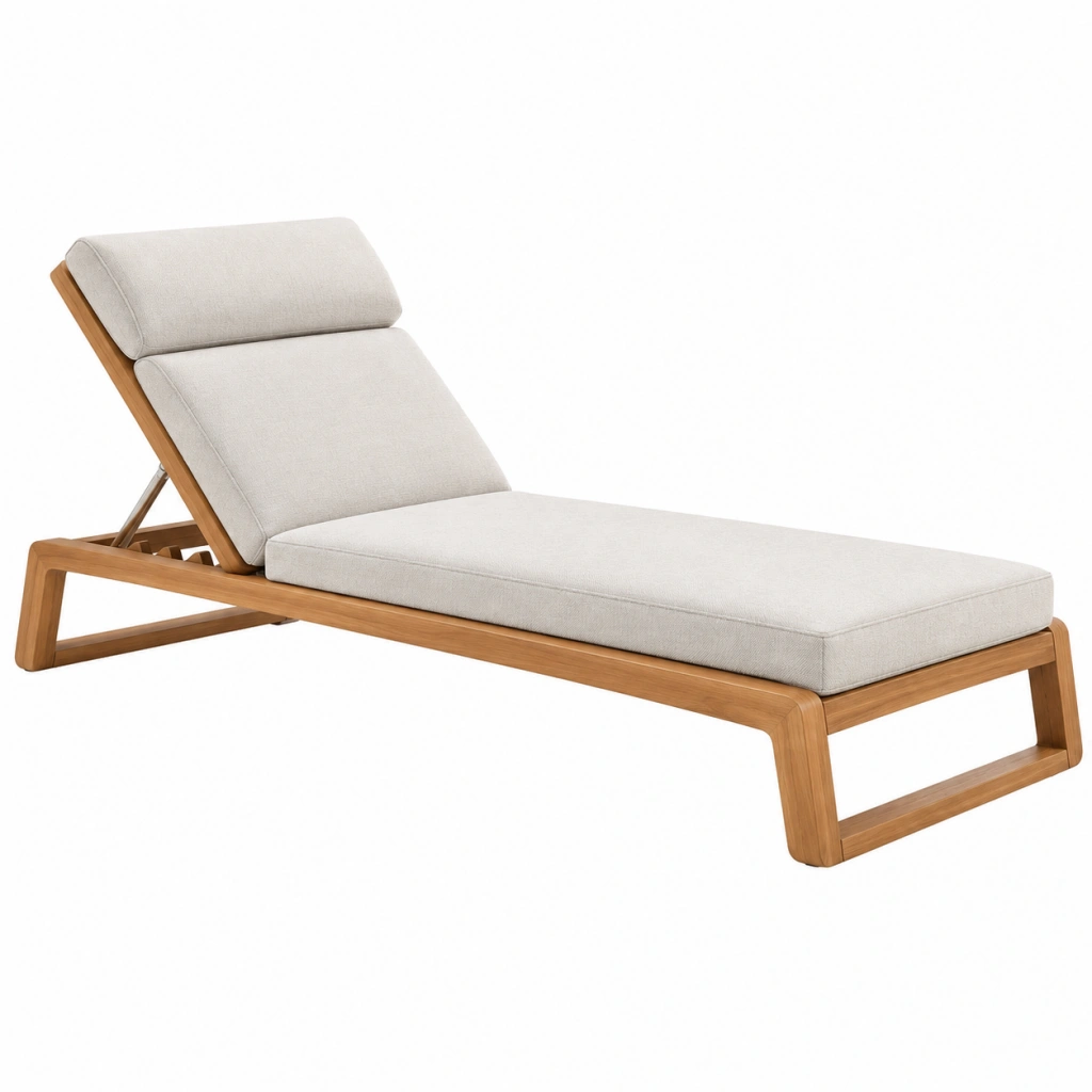 Lettino prendisole 200 x 70 x 85 cm in legno beige - schienale regolabile da esterno