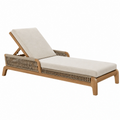 Lettino prendisole 200 x 75 cm in legno beige con schienale reclinabile