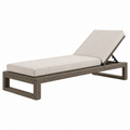 Lettino prendisole 200 x 70 cm in intreccio effetto rattan marrone tortora con cuscino beige e schienale regolabile