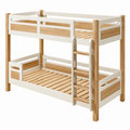 Letto a castello 90 x 200 cm in legno bianco e naturale con scaletta e reti a doghe