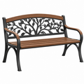 Panchina da giardino 127 x 64 x 90 cm in metallo e legno marrone e nero con schienale decorativo