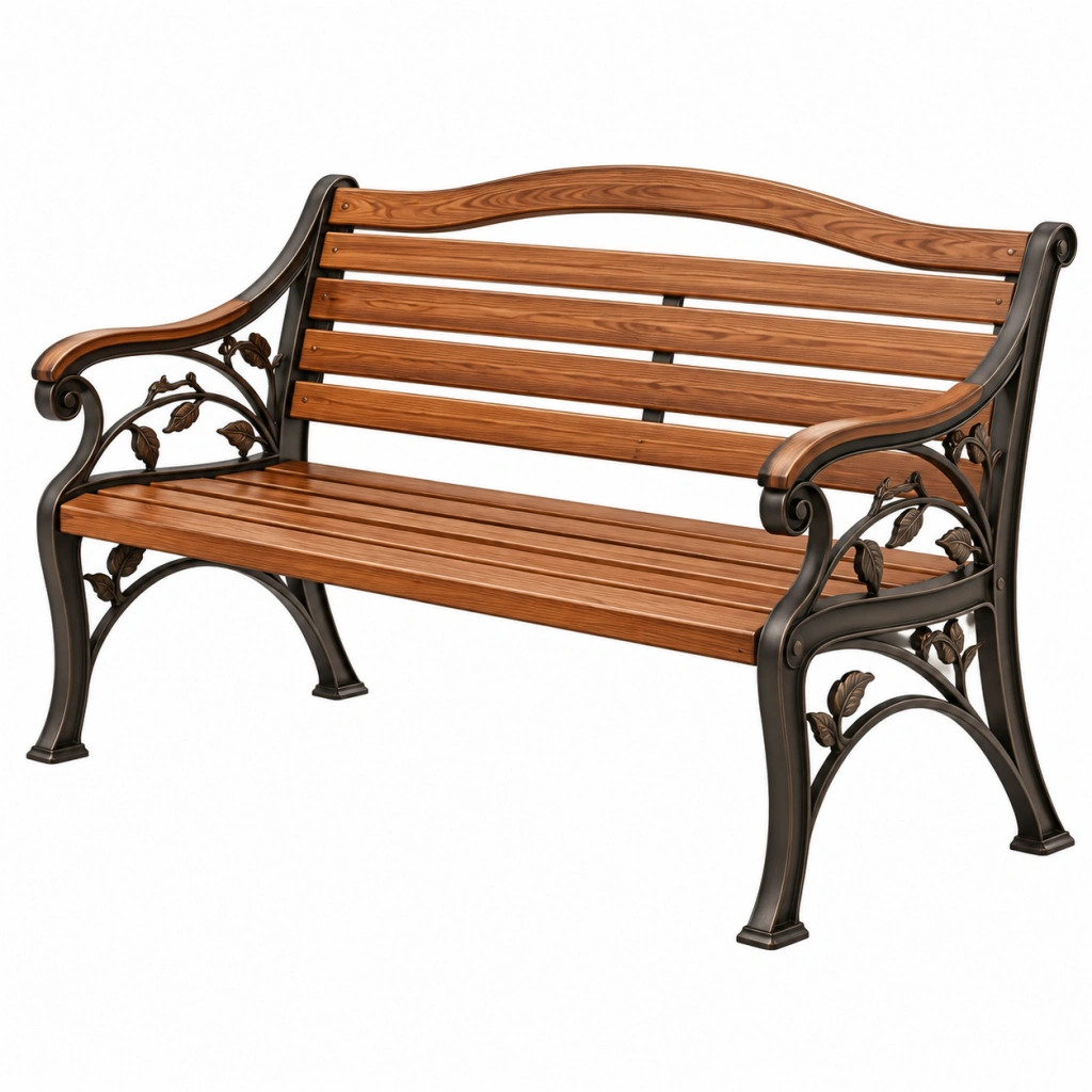 Panchina da giardino 125 x 63 x 90 cm in legno e metallo marrone nero - stile classico
